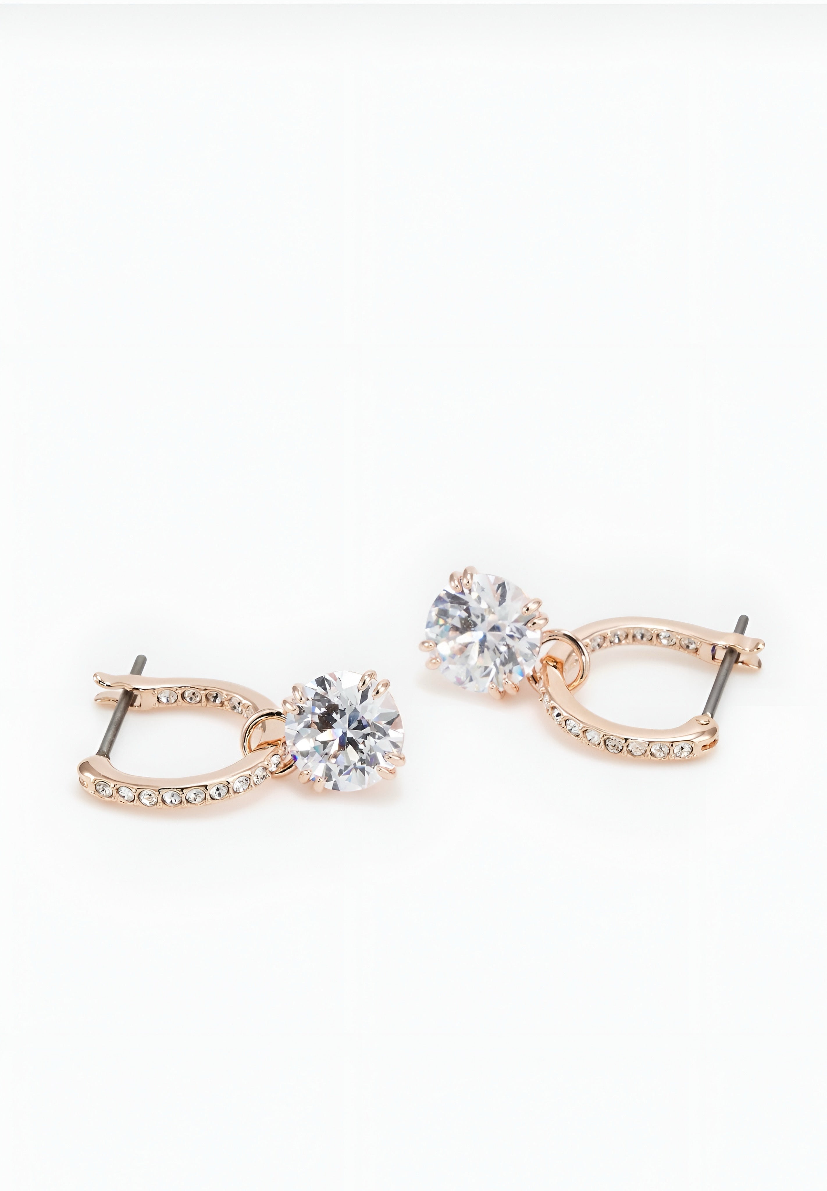 Swarovski - STILLA DROP EARRINGS ROUND CUT - Earrings - Rose Gold-Coloured