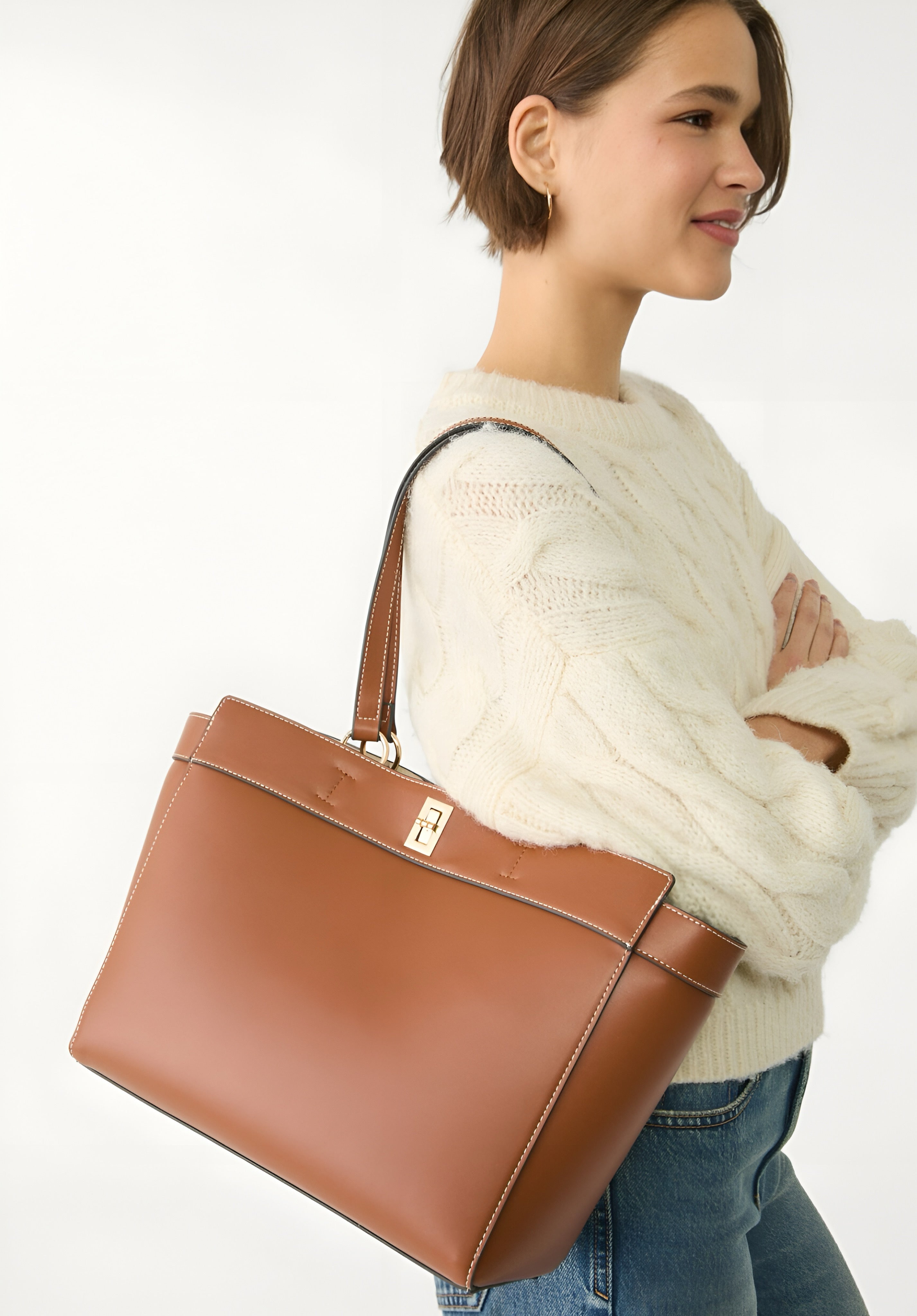 Stradivarius - Shopping Bag - Camel