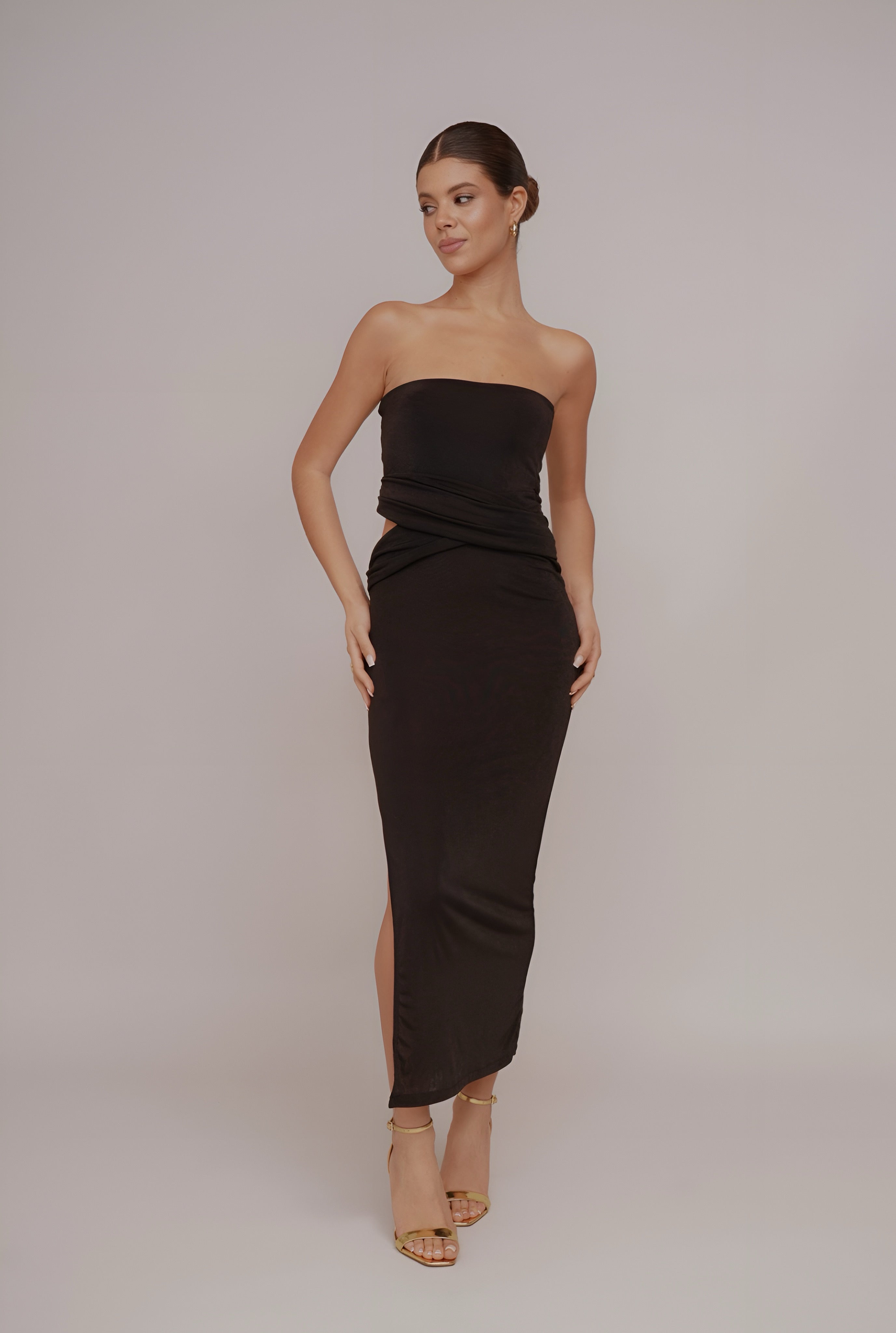 WAL G. - LILIA CUT OUT BANDEAU MAXI DRESS - Black
