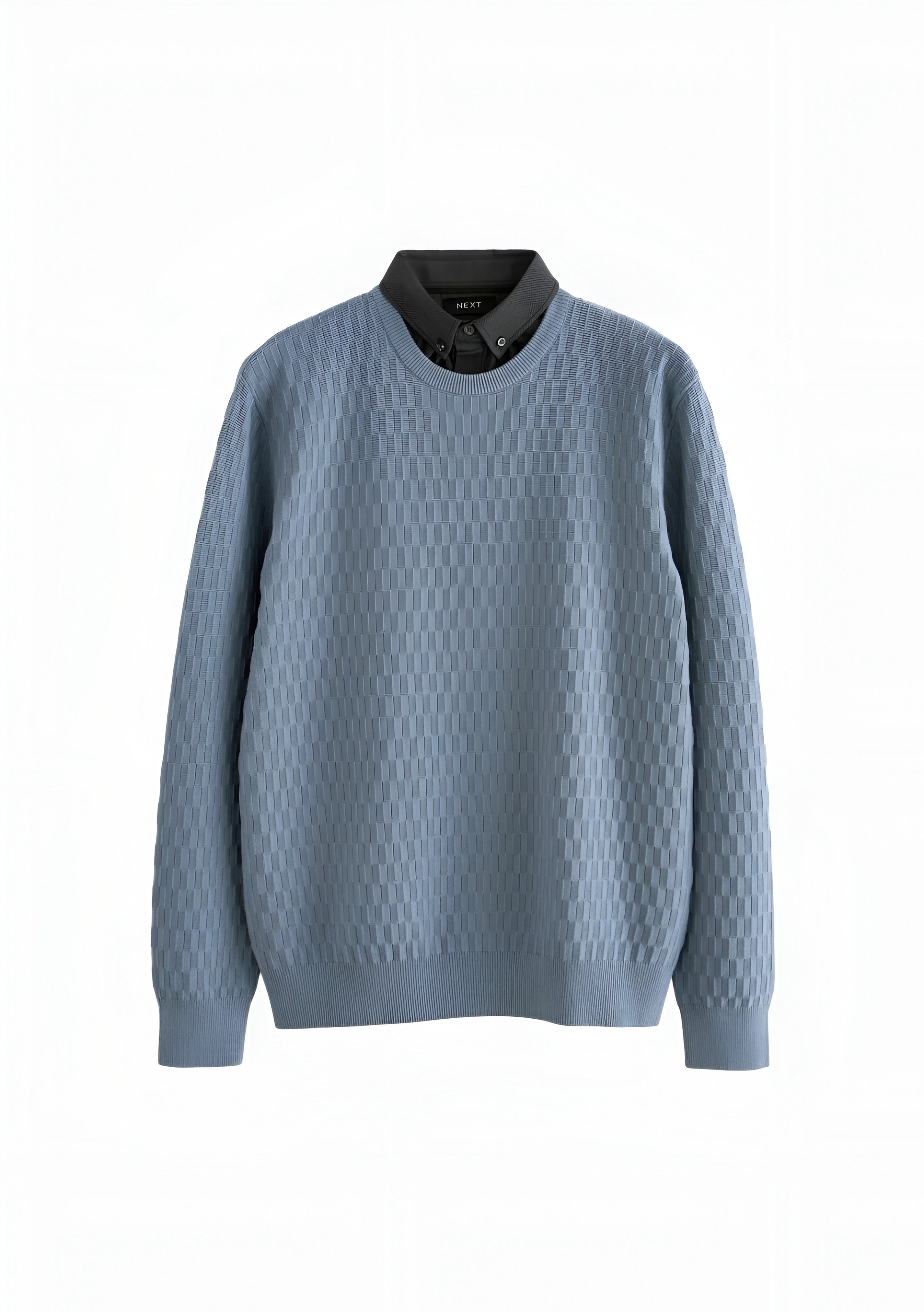Next MOCK - Knitted Sweater - Mid-Blue Texture