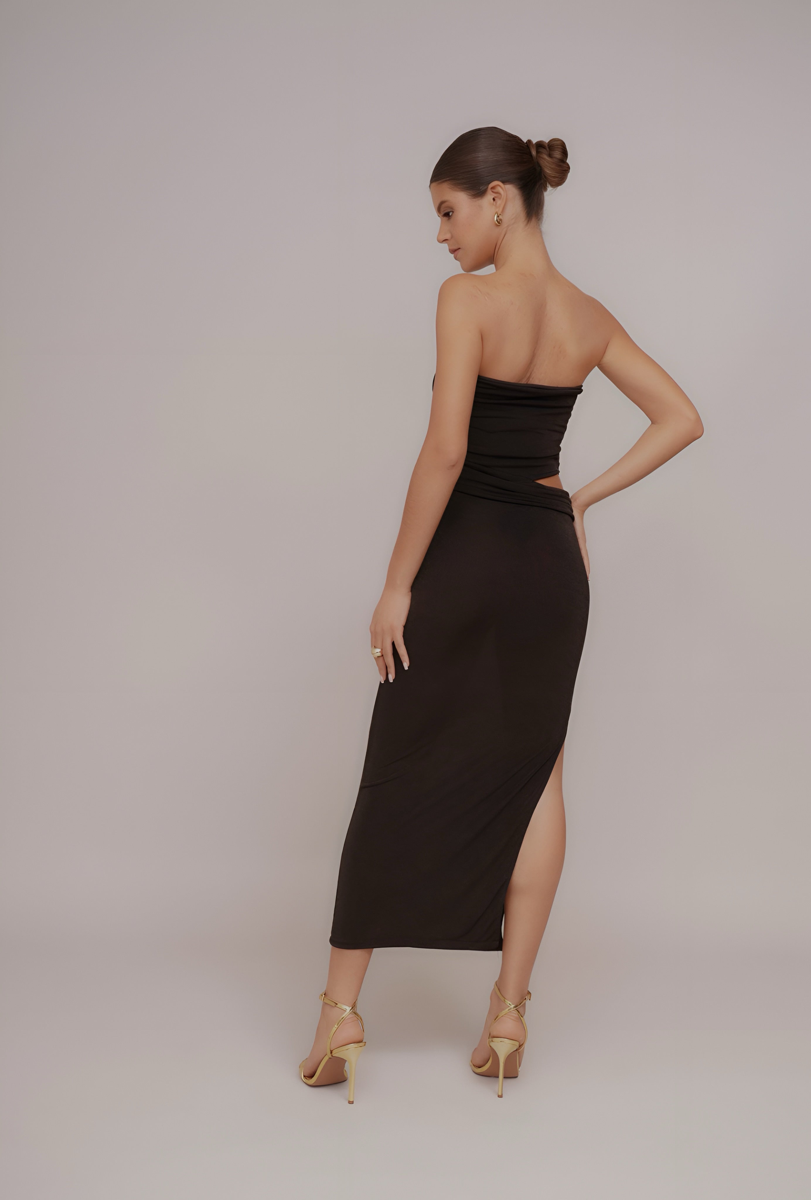 WAL G. - LILIA CUT OUT BANDEAU MAXI DRESS - Black