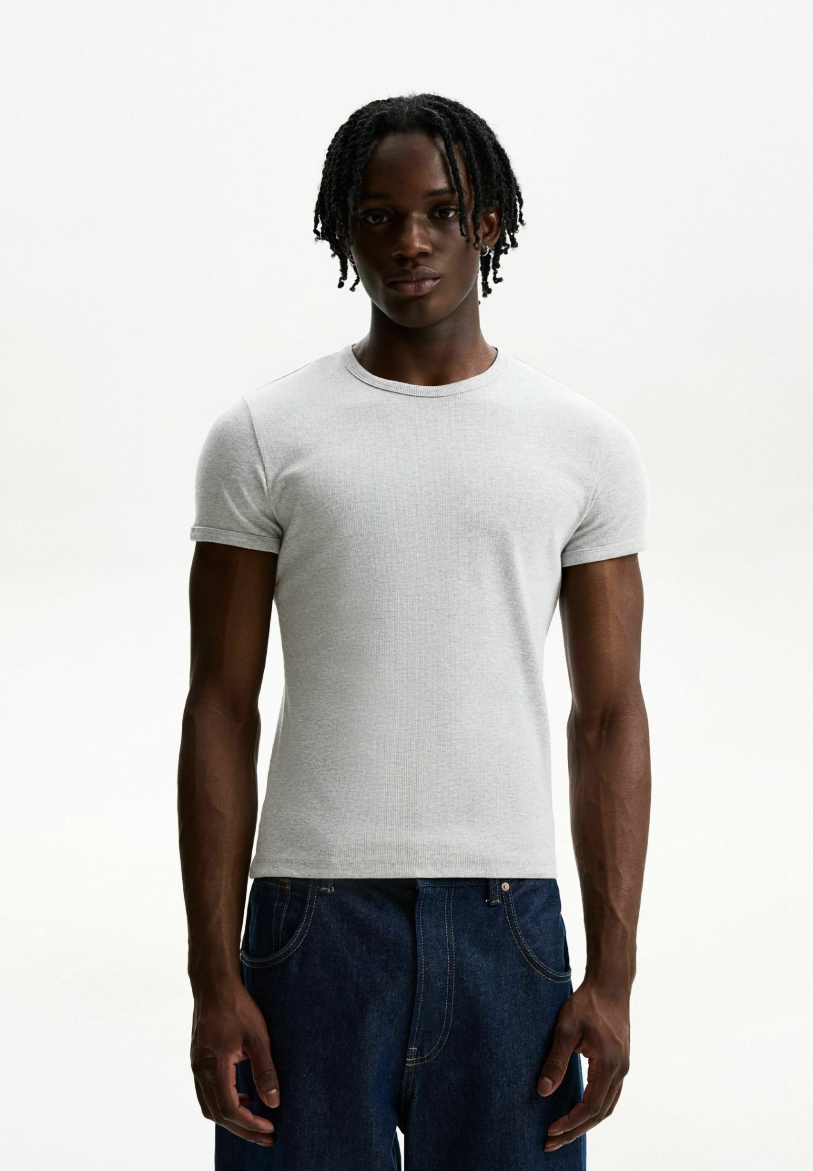 BERSHKA SHORT SLEEVE - BASIC T-SHIRT - DARK GREY