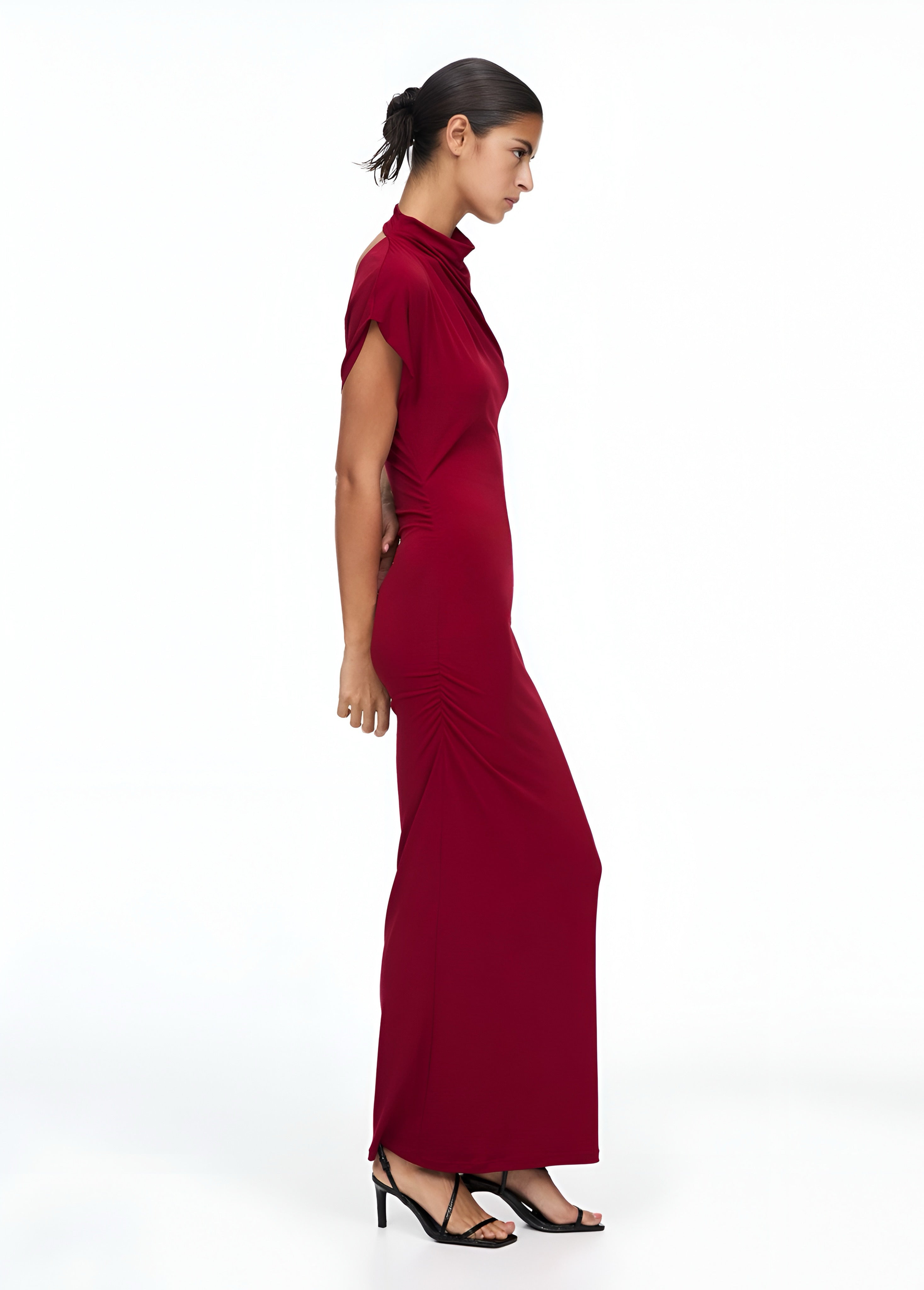 ASYMMETRIC HALTER NECK - Maxi Dress - Bordeaux