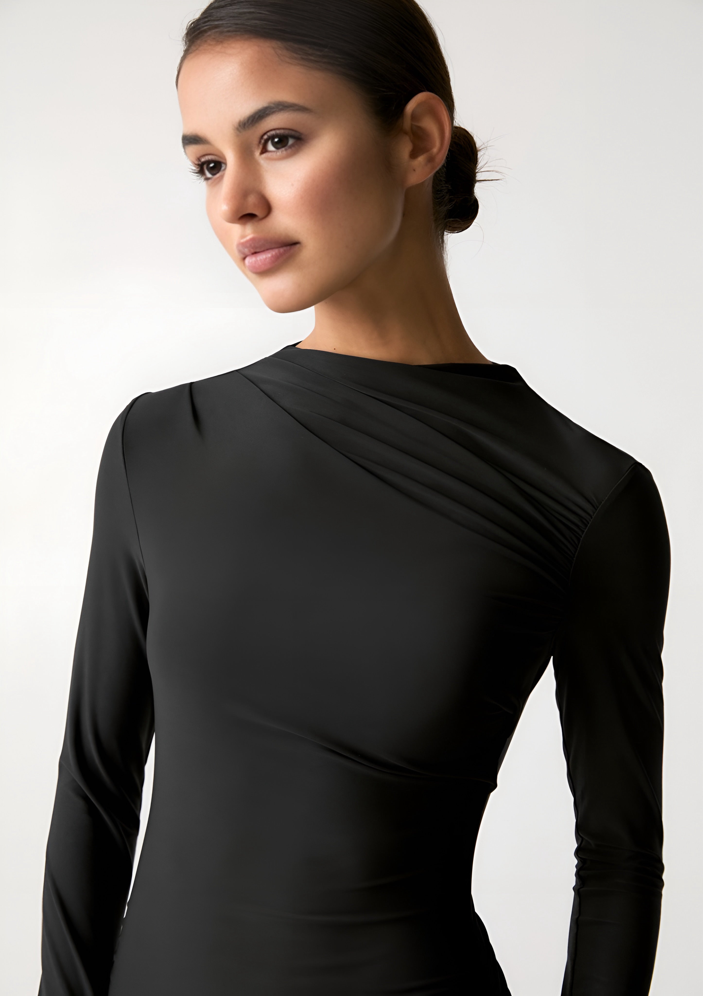 PULL&BEAR GATHERED MIDI - Maxi Dress - Black