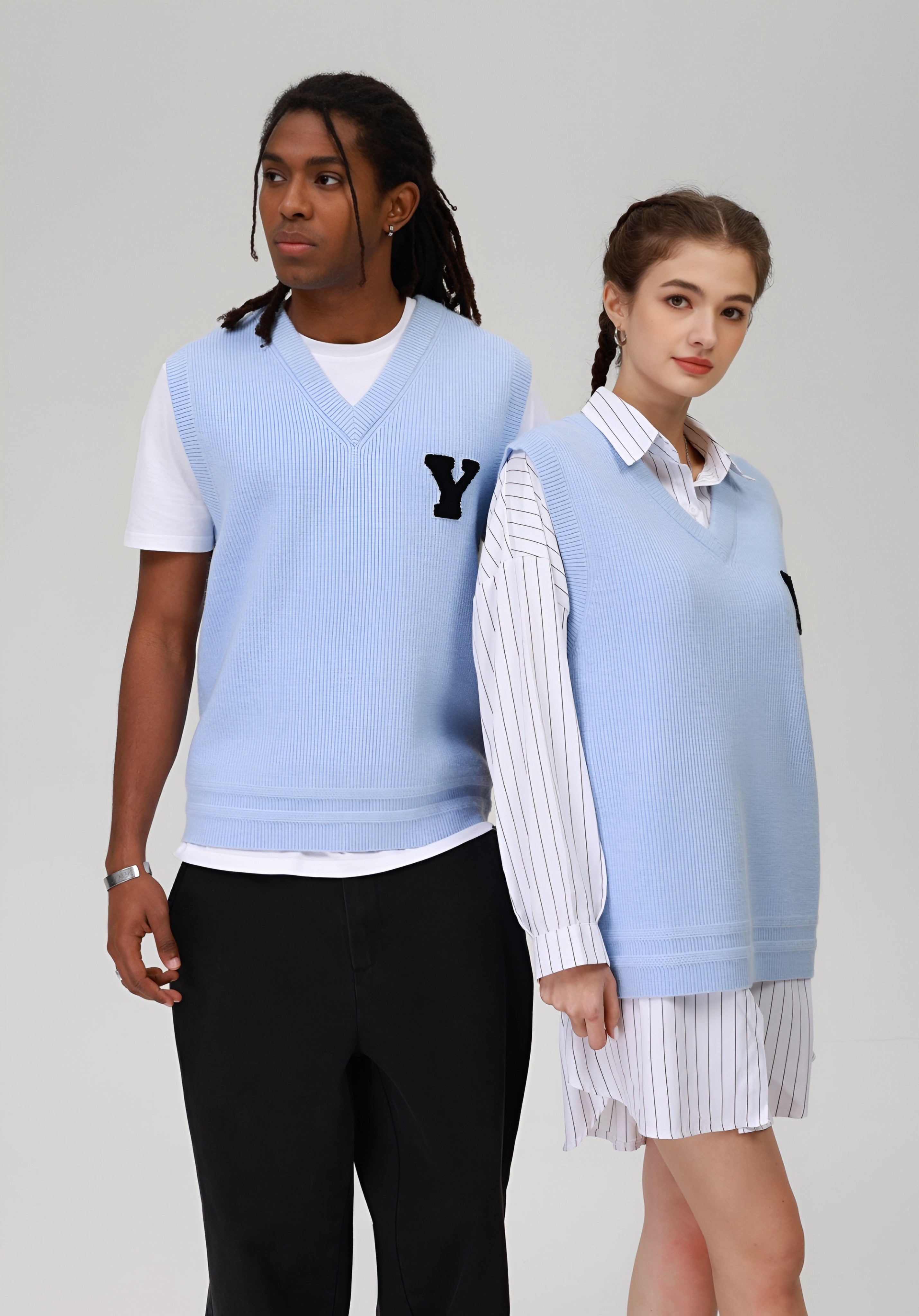 YOURTURN UNISEX - KNITTED SWEATER - BLUE GREY