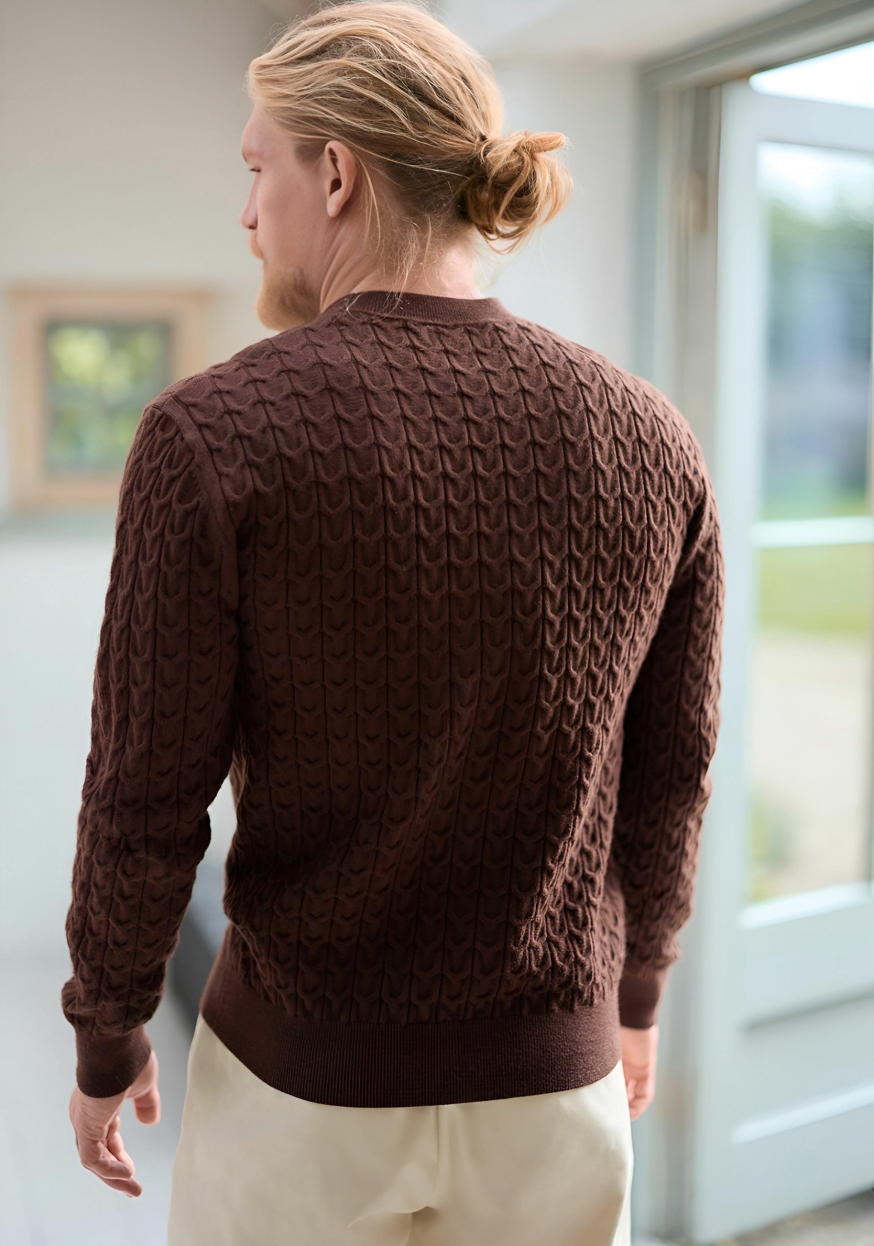 Next - Cable Crew Neck - Regular Fit Sweater - Red Brown