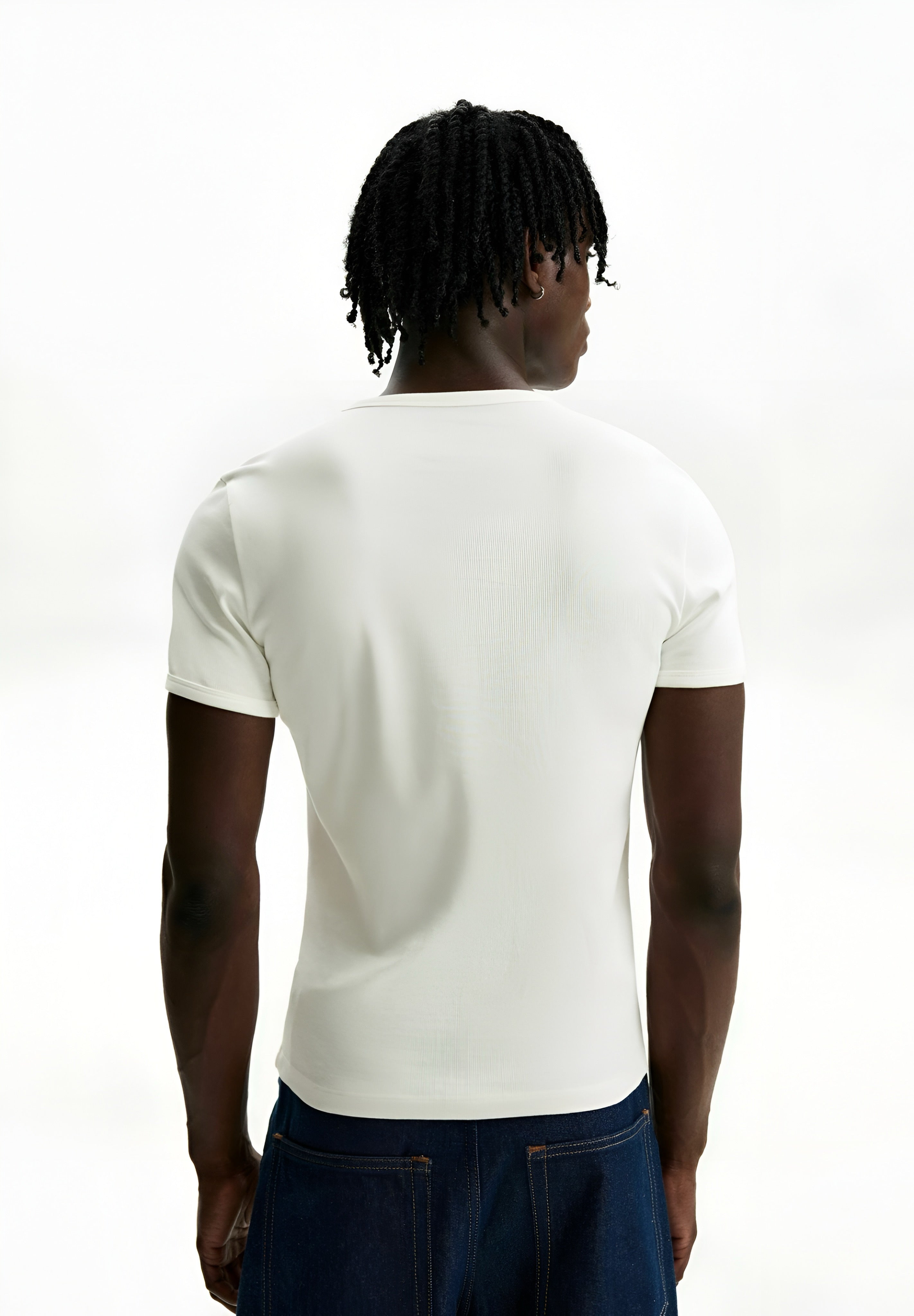 BERSHKA SHORT SLEEVE - BASIC T-SHIRT - WHITE
