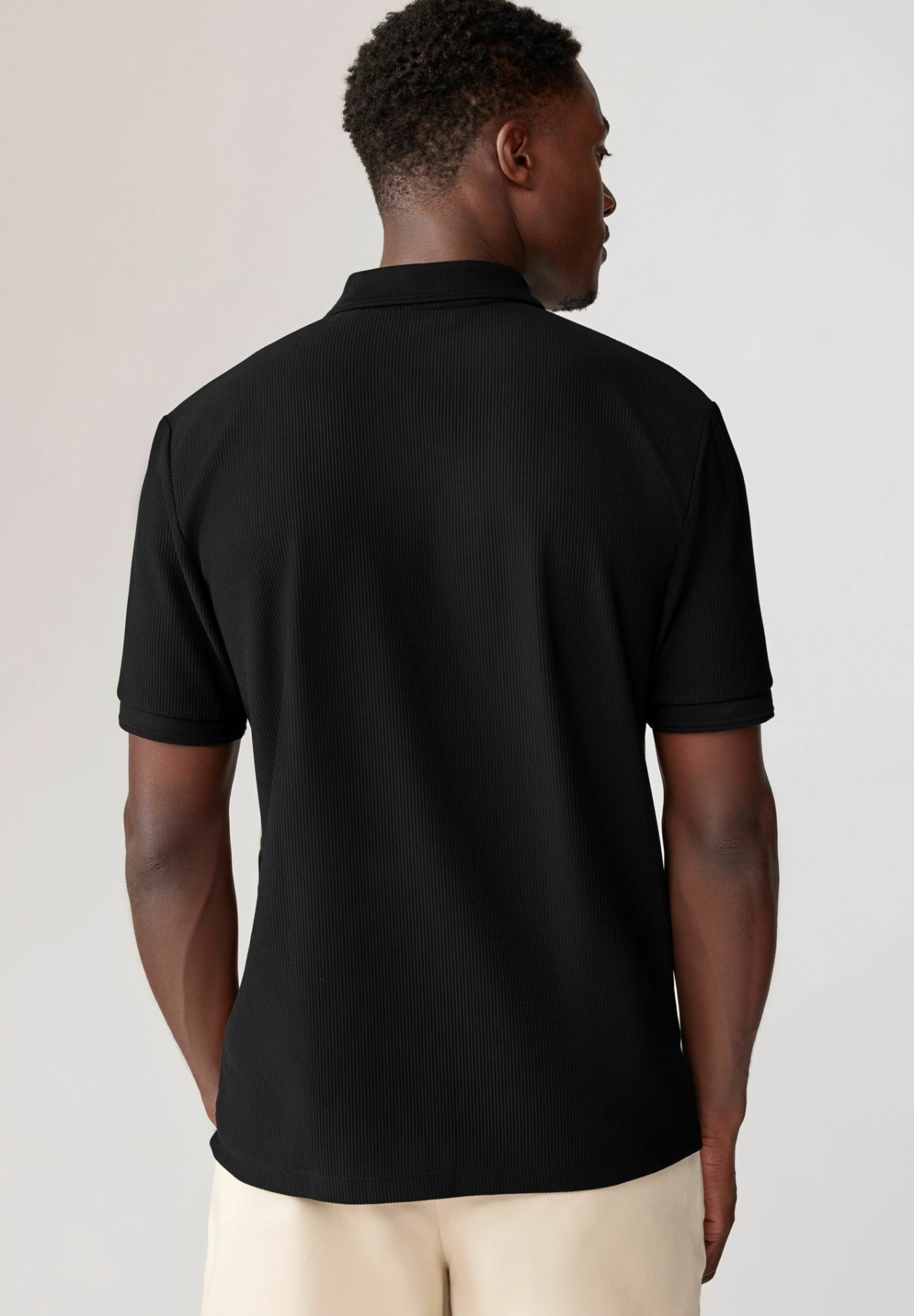 Next - Vertical Stripe Regular Fit Polo Shirt - Black White
