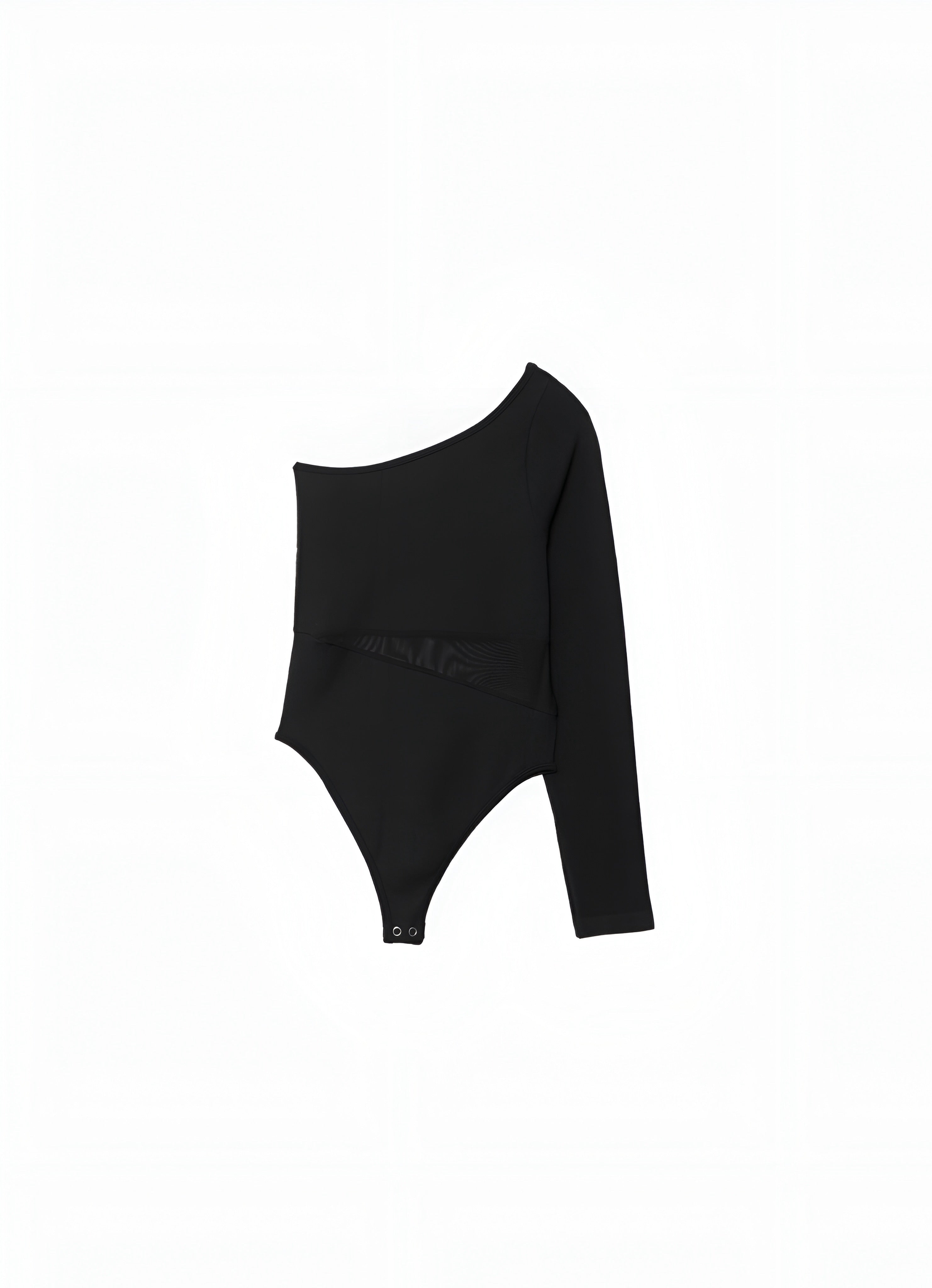 Stradivarius ASYMMETRIC WITH SHEER DETAILS - Long Sleeve Top - Black
