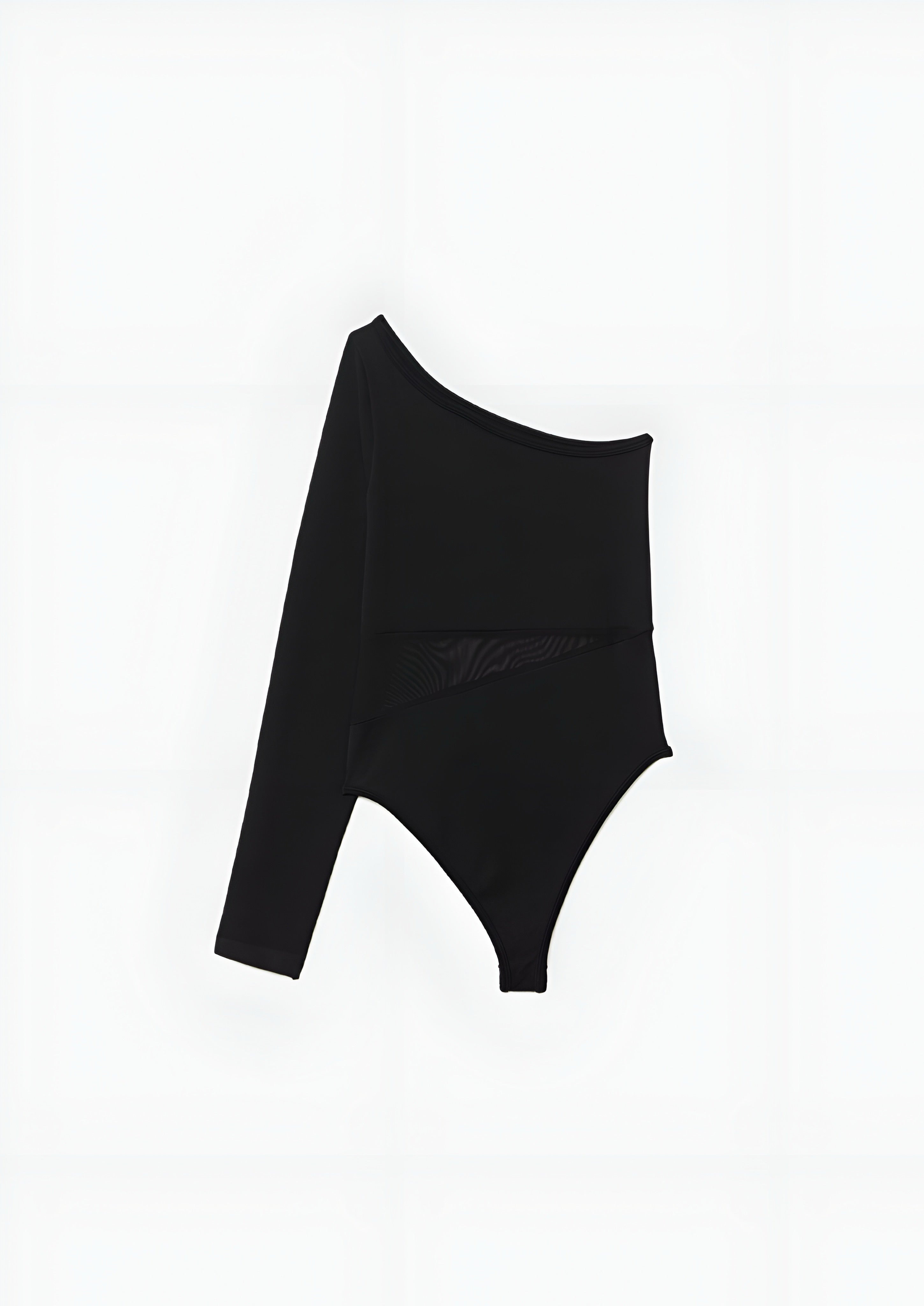 Stradivarius ASYMMETRIC WITH SHEER DETAILS - Long Sleeve Top - Black