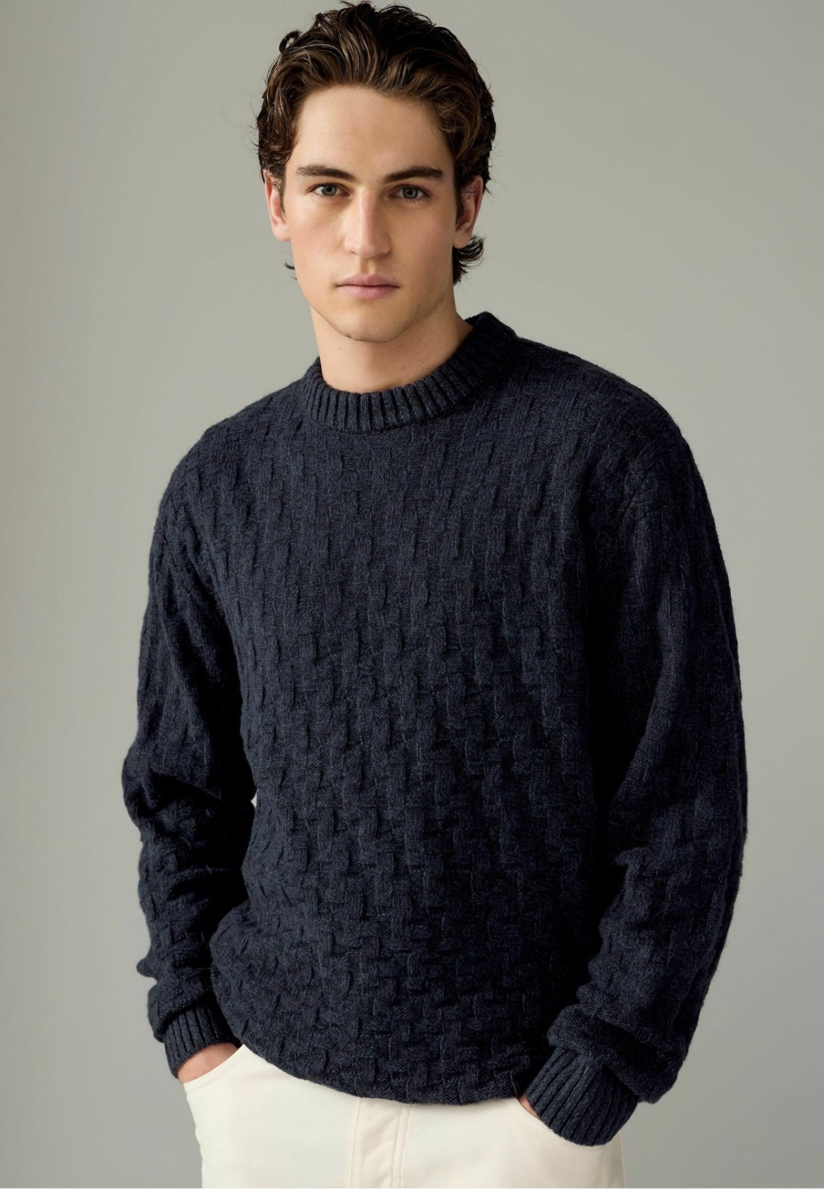 Next REGULAR FIT TEXTURED CREW - Knit Sweater - Charcoal Grey