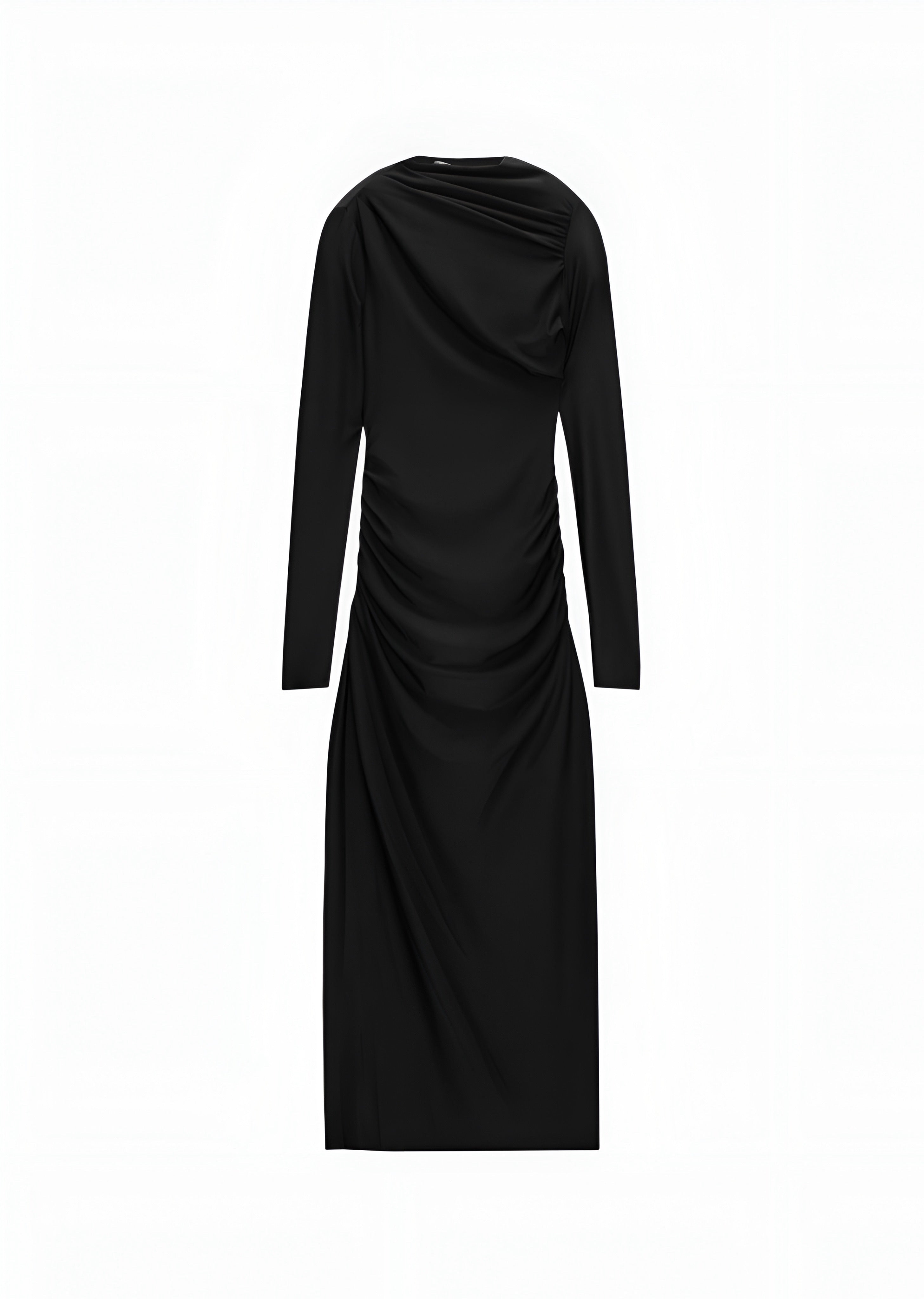 PULL&BEAR GATHERED MIDI - Maxi Dress - Black