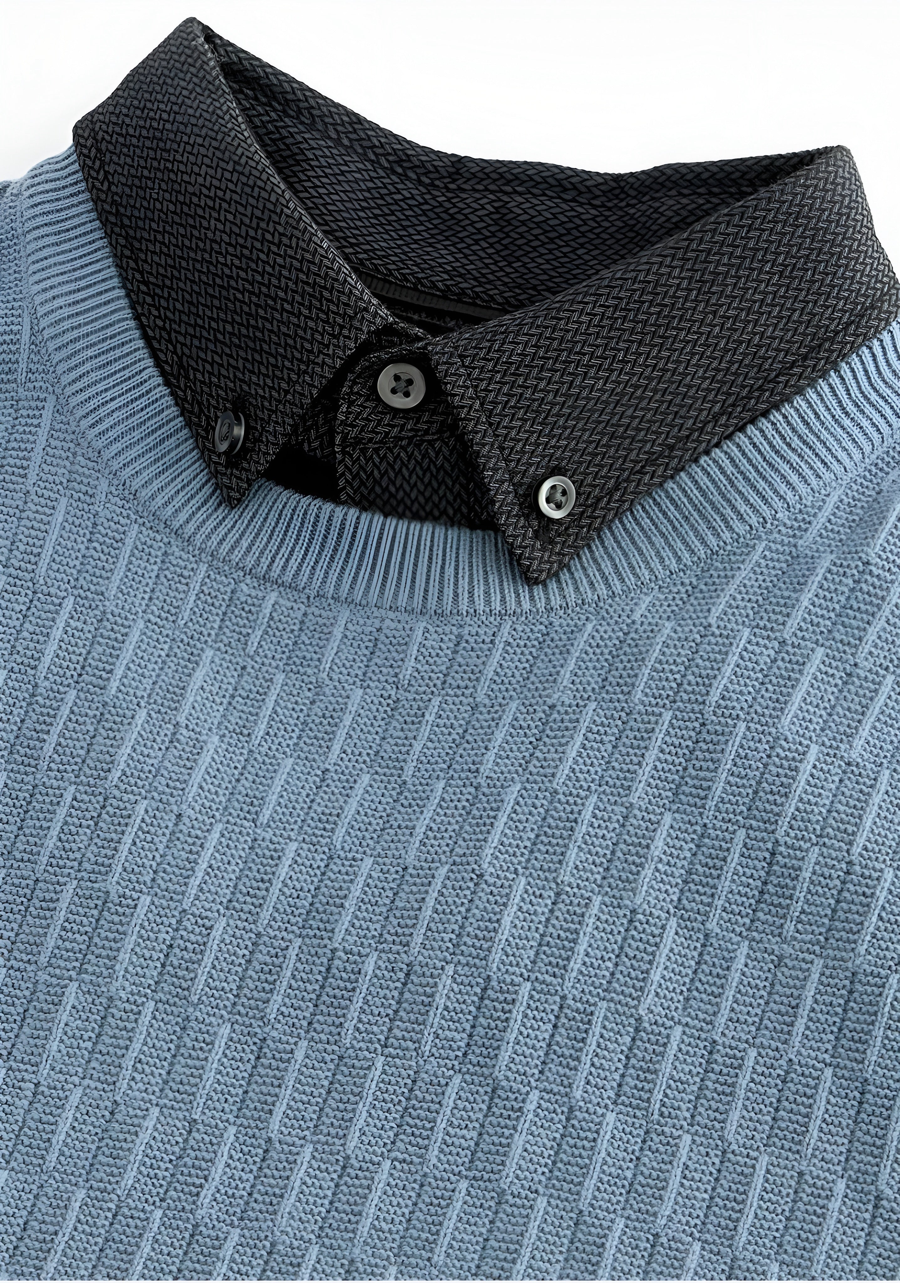 Next MOCK - Knitted Sweater - Mid-Blue Texture