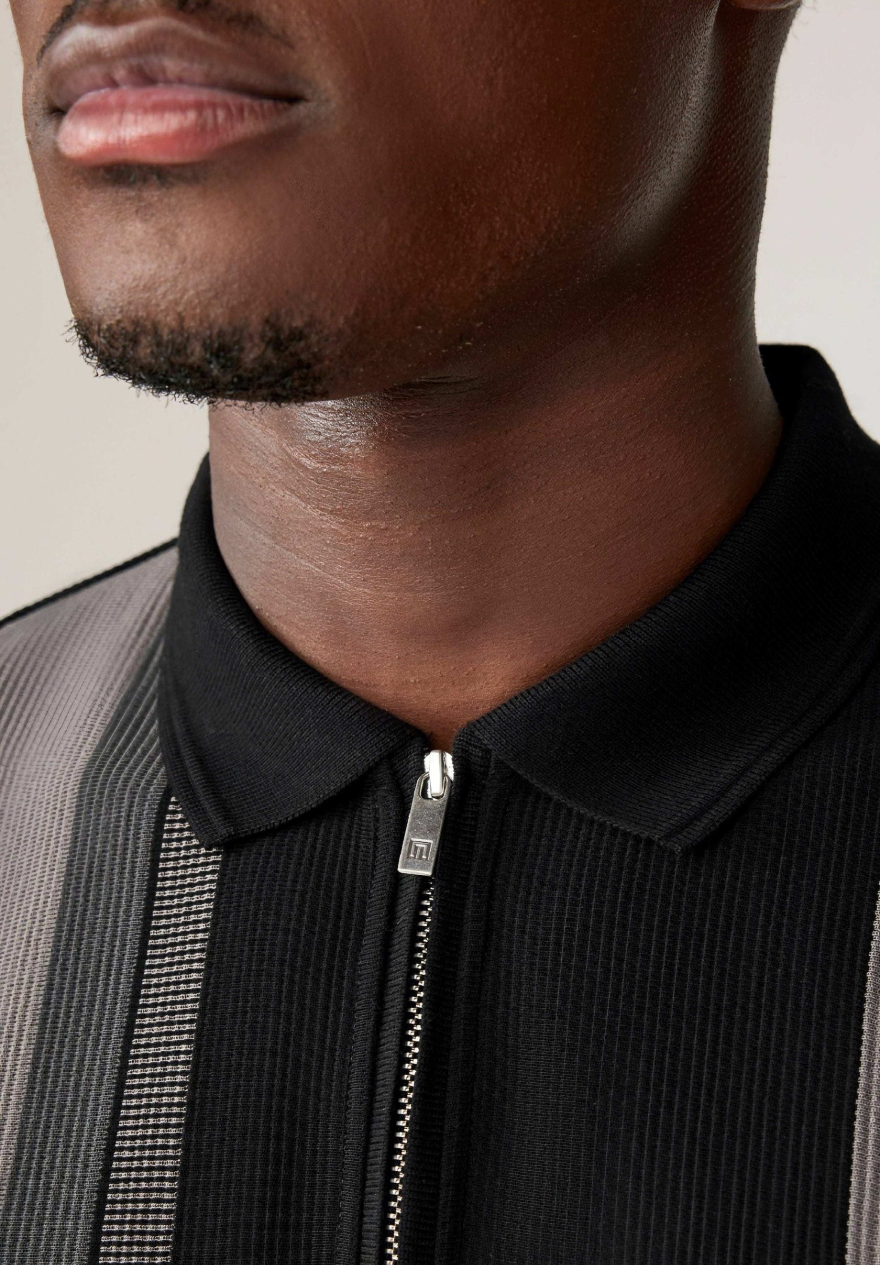 Next - Vertical Stripe Regular Fit Polo Shirt - Black White