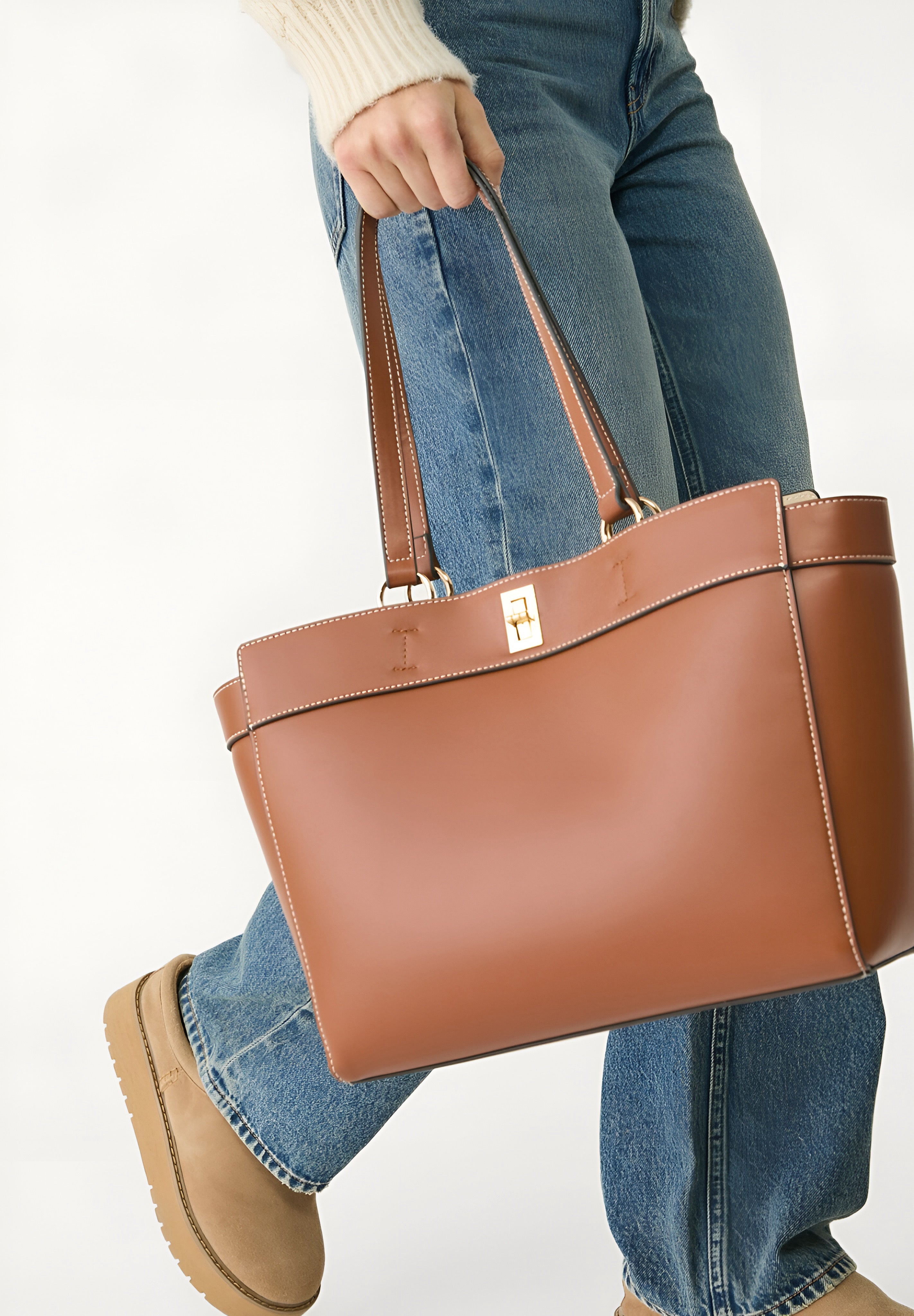 Stradivarius - Shopping Bag - Camel