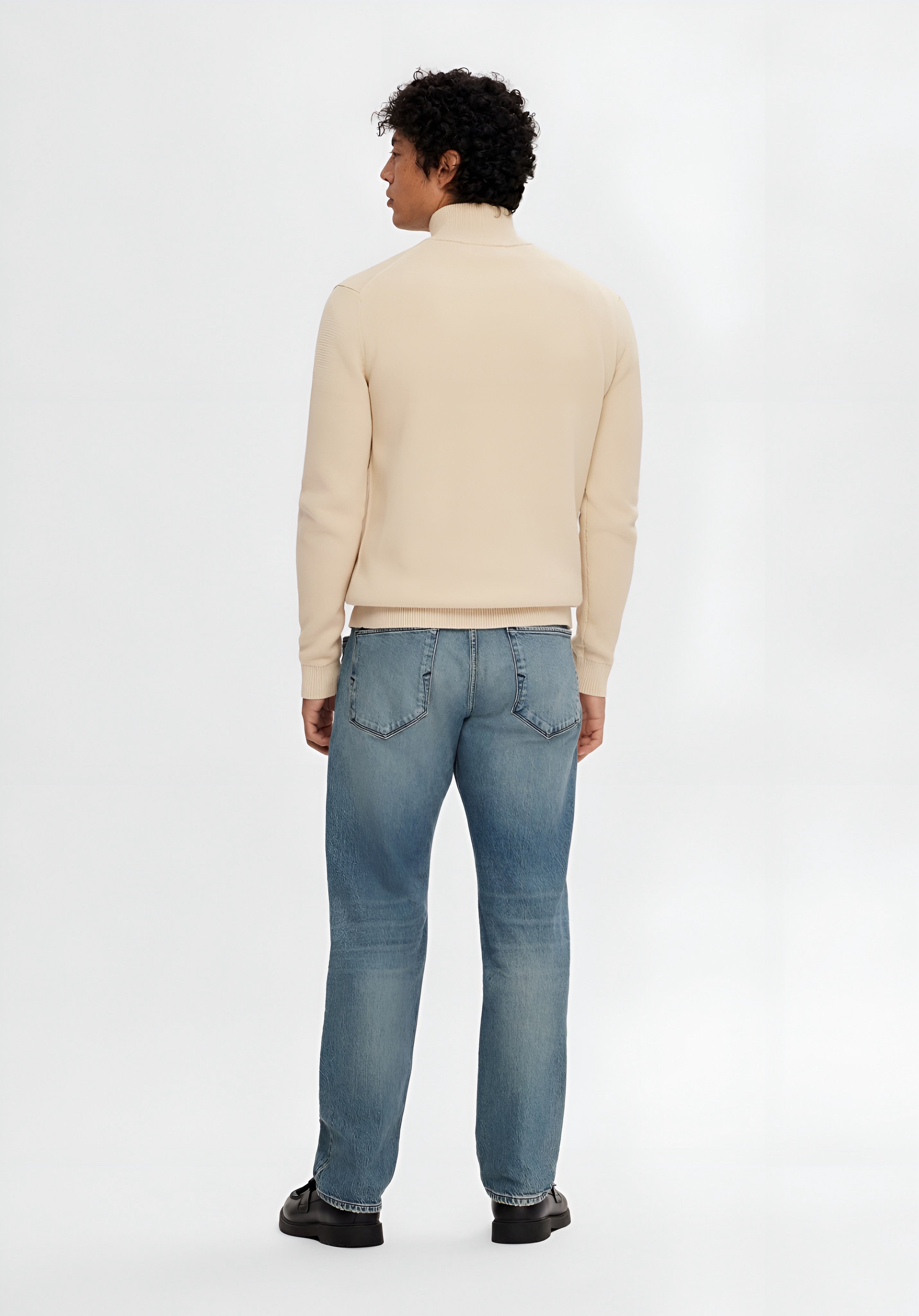 Selected Homme DANE STRUCTURE HALF ZIP - Knitted Sweater - Oatmeal