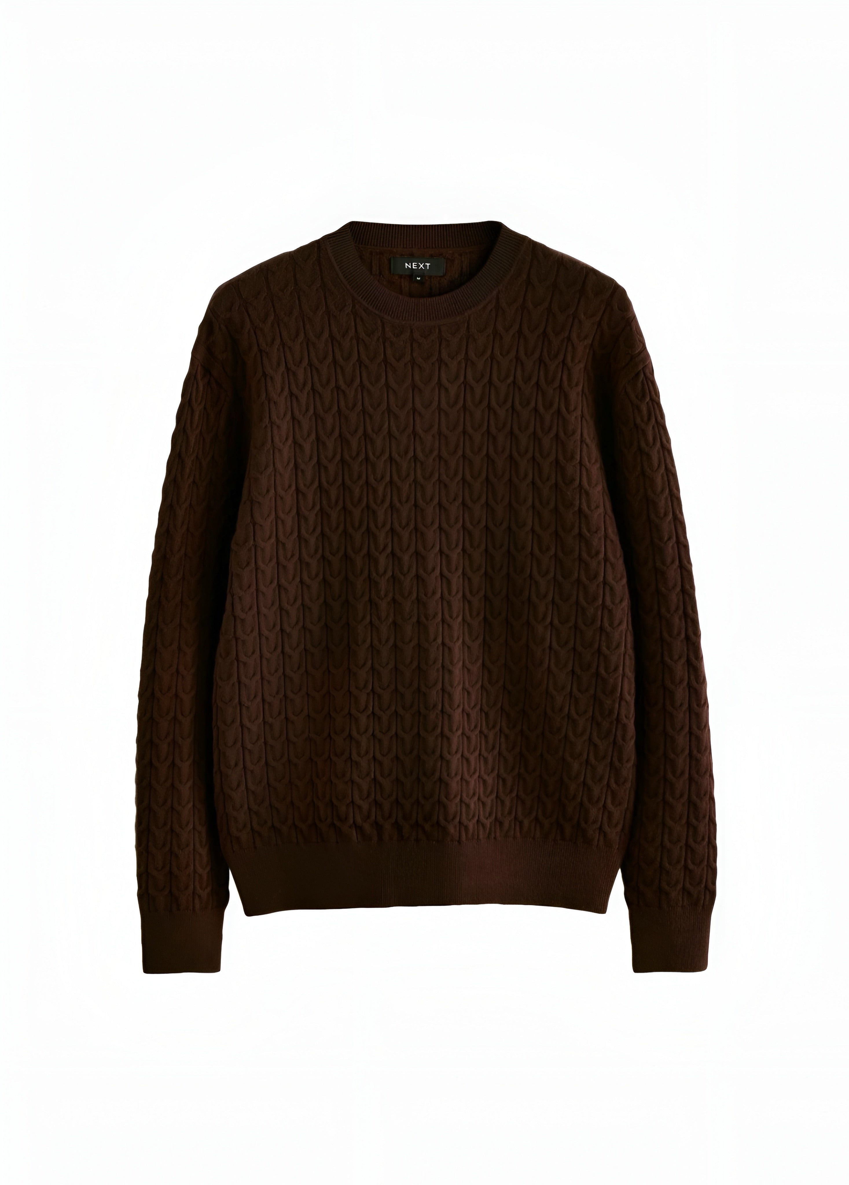 Next - Cable Crew Neck - Regular Fit Sweater - Red Brown