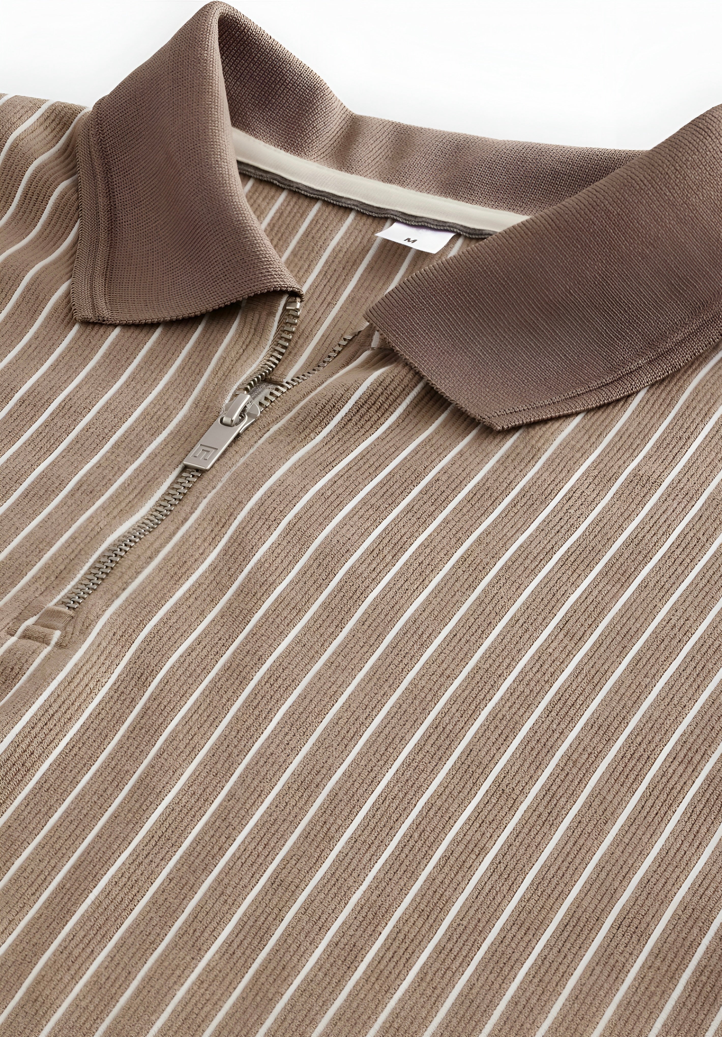 Next - Vertical Stripe Regular Fit Polo Shirt - Neutral