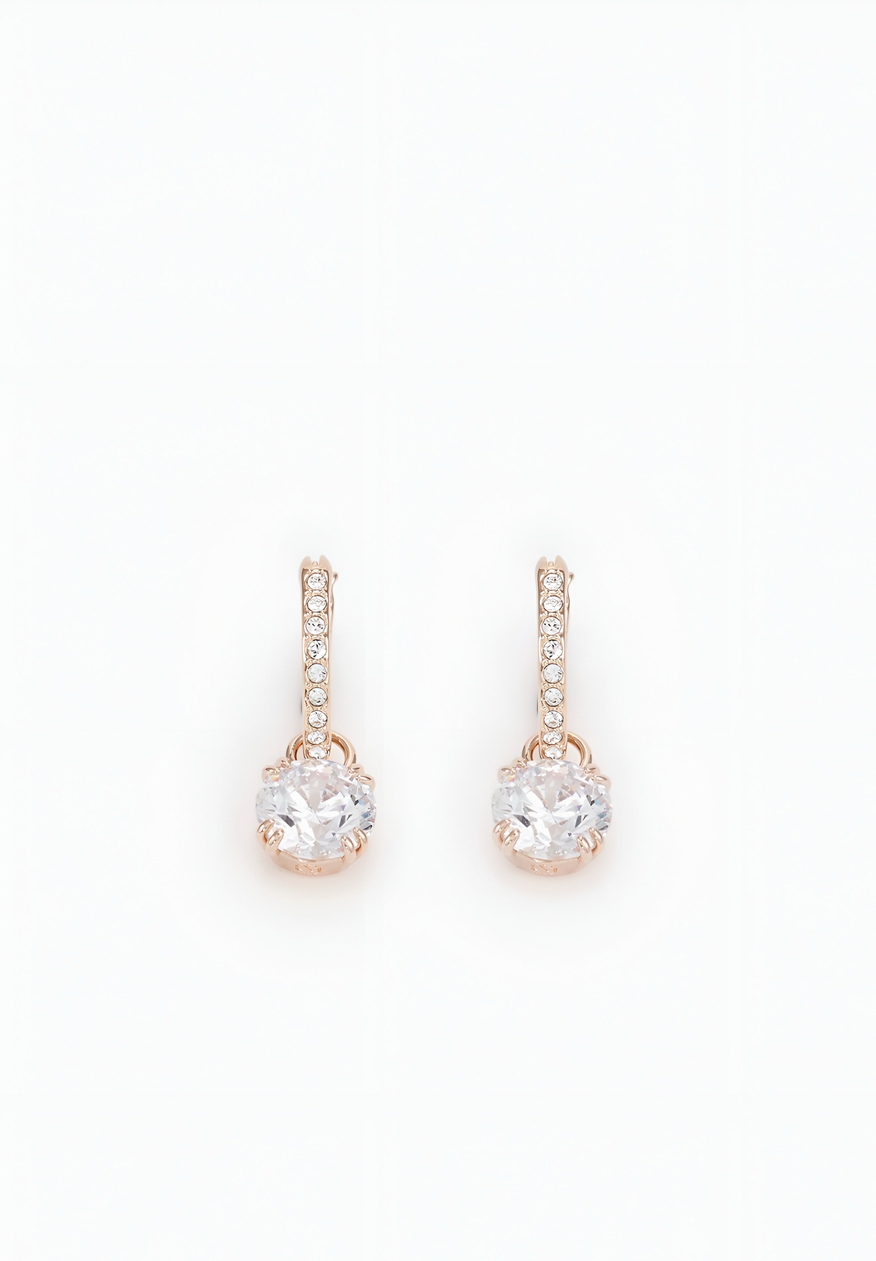 Swarovski - STILLA DROP EARRINGS ROUND CUT - Earrings - Rose Gold-Coloured